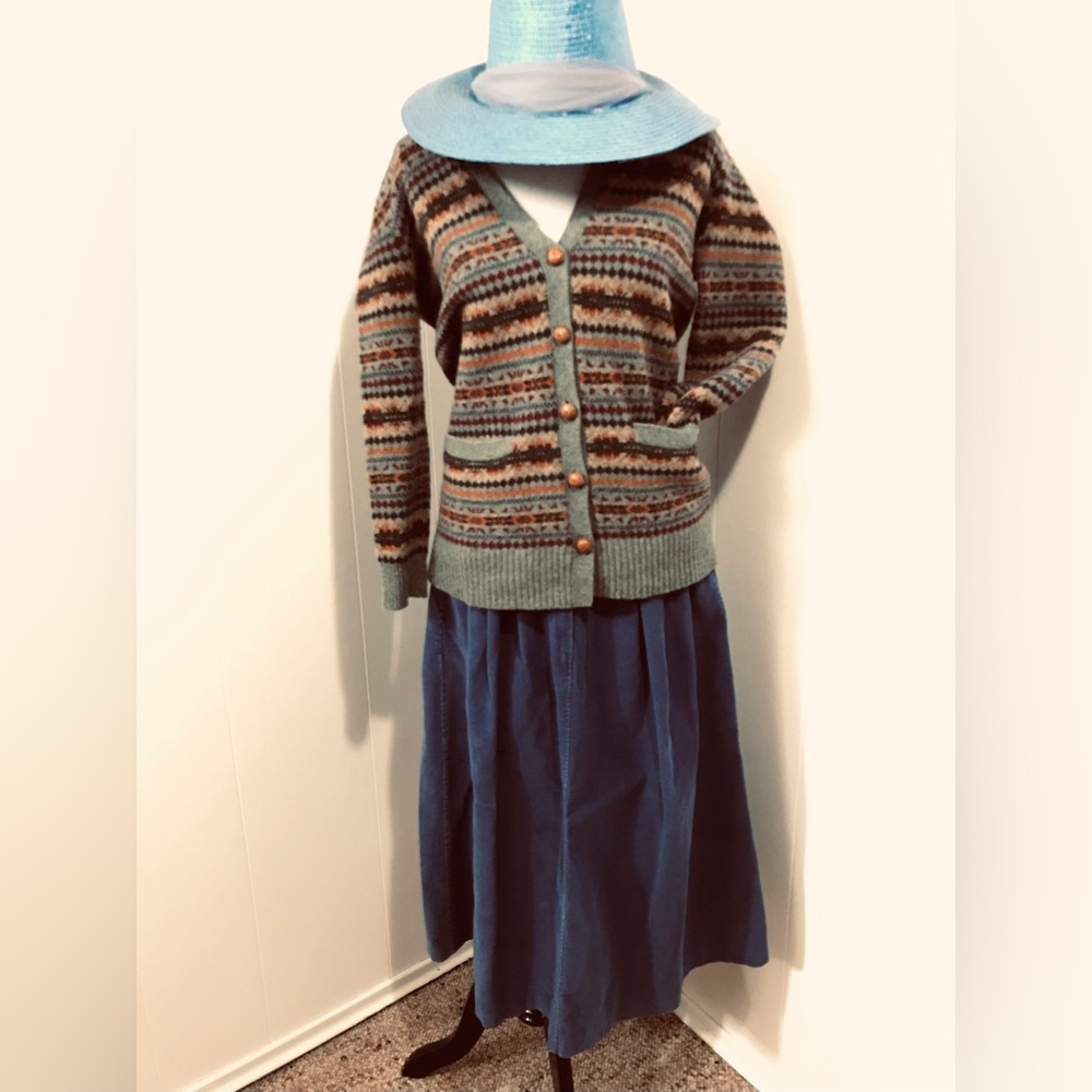 Vintage KORET Cornflower Blue Midi Skirt - Classic A-Line Skirt  Med/LG